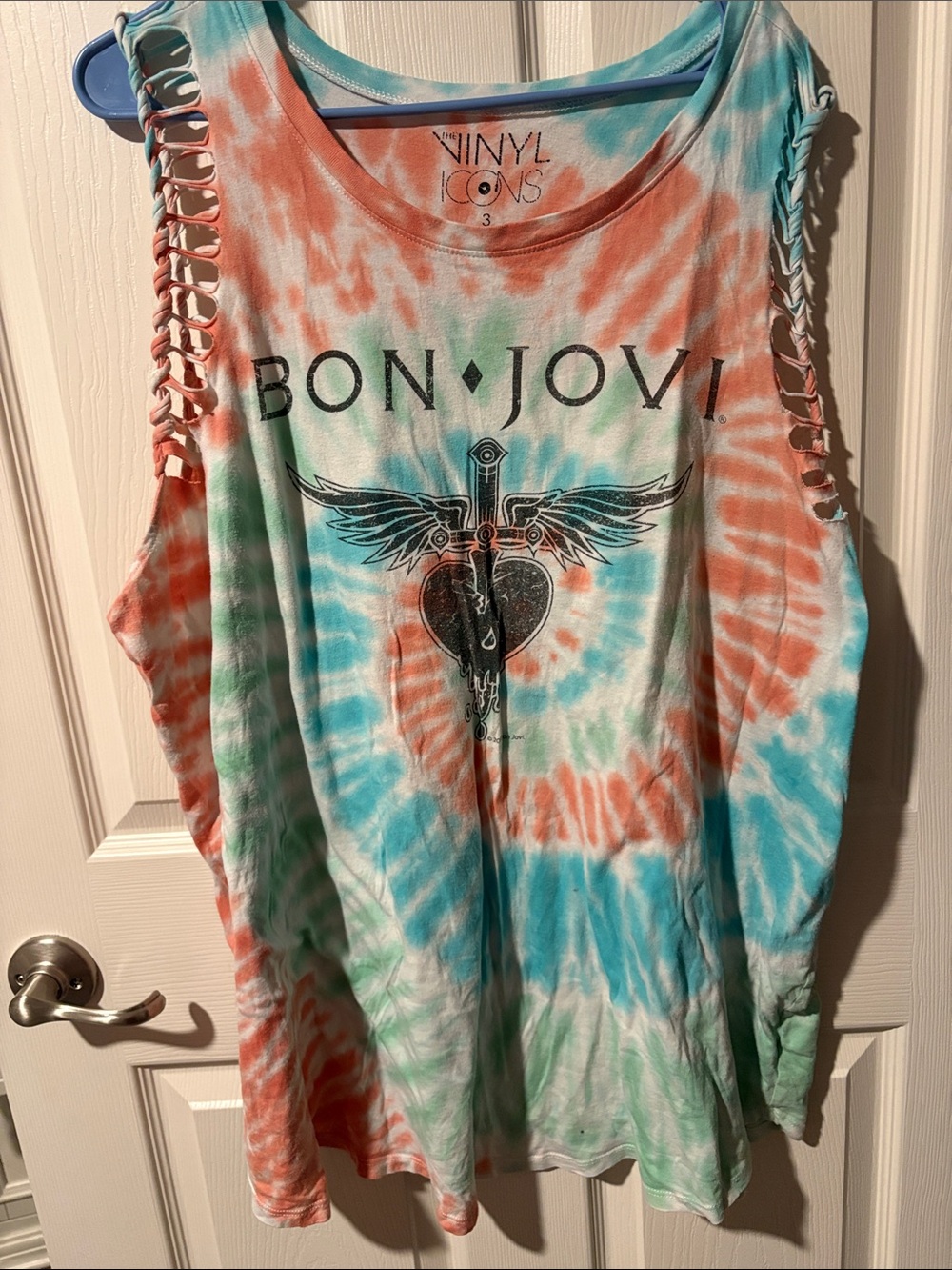 torrid Tie-Dye Bon Jovi Muscle Tee in Teal, Coral & Mint